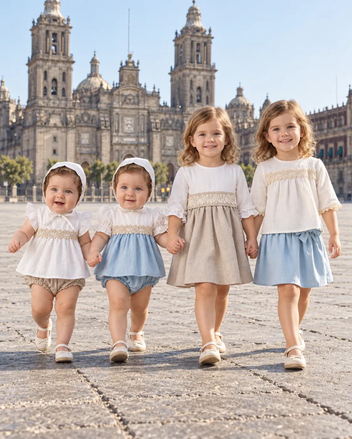 Baby Ferr · Guipur Margaritas: cuatro niños de cuerpo entero en el Zócalo de Ciudad de México