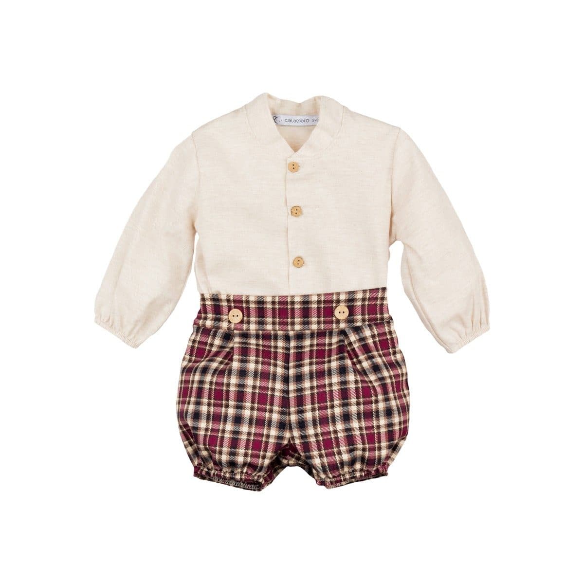 Conjunto 2 piezas: Camisa M/L + Pololo (Granate)