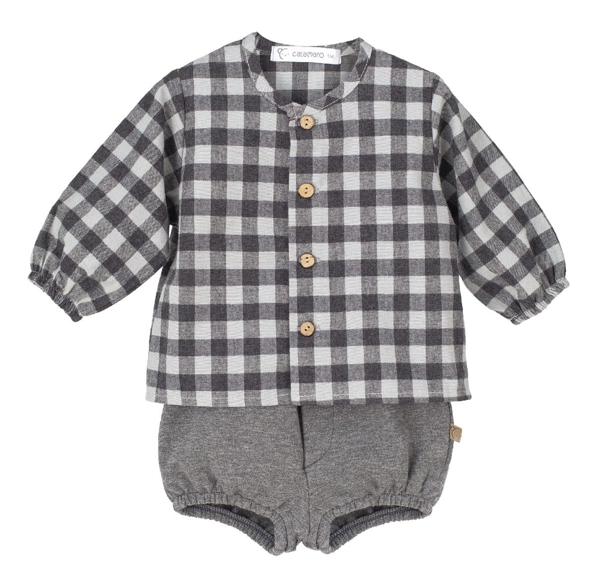 Conjunto 2 piezas: Camisa M/C + Pololo (Gris)