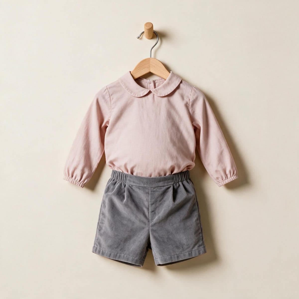 Conjunto 2 piezas: Camisa M/L + Pantalón corto (Nude)