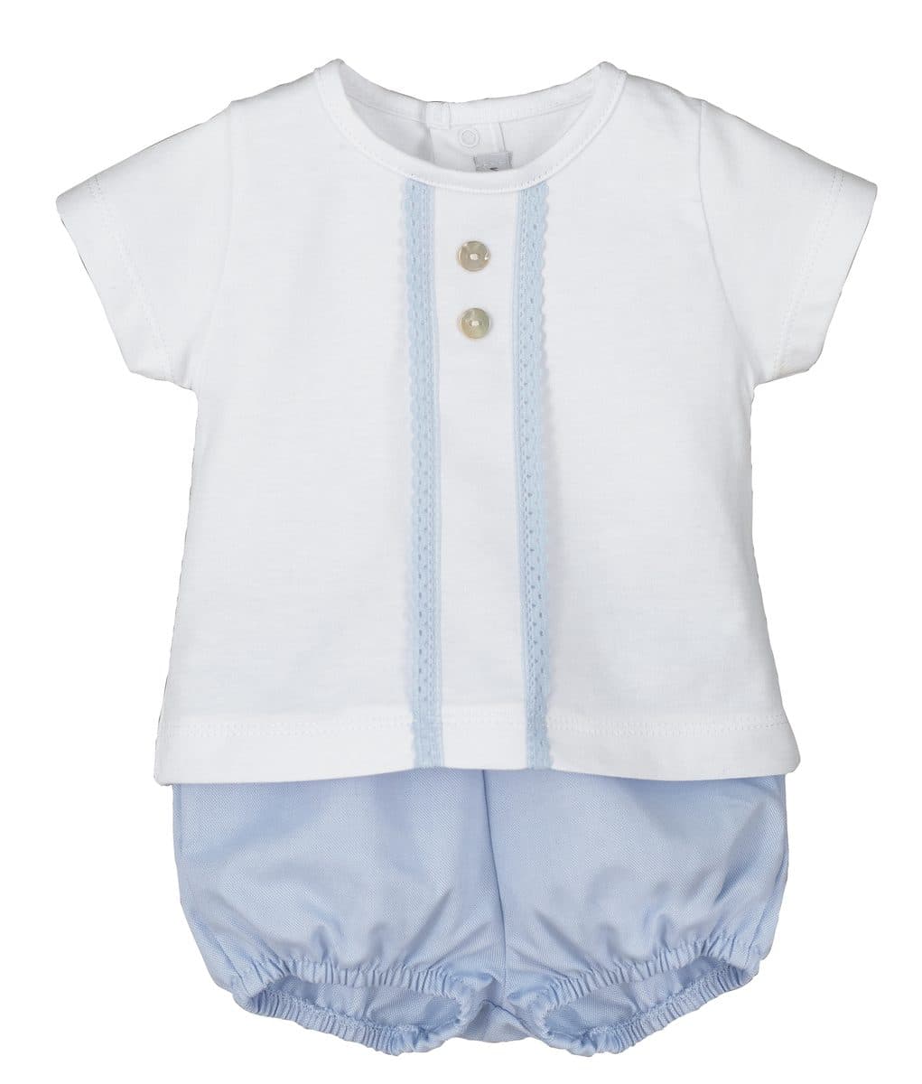 Conjunto 2 piezas: Camiseta M/C + Pololo (Celeste)