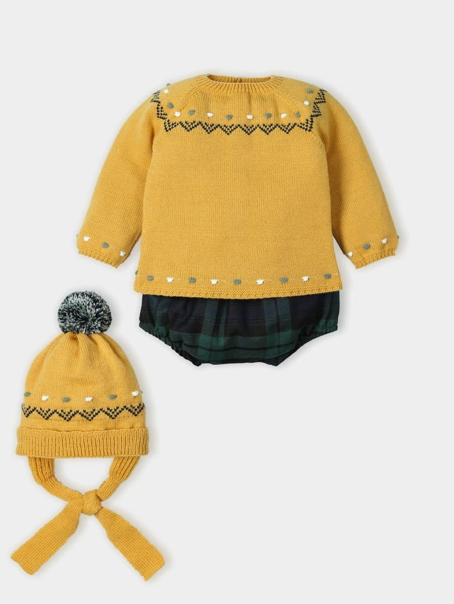Conjunto 3 piezas: Jersey M/L + Cubre + Gorro (Mostaza New)