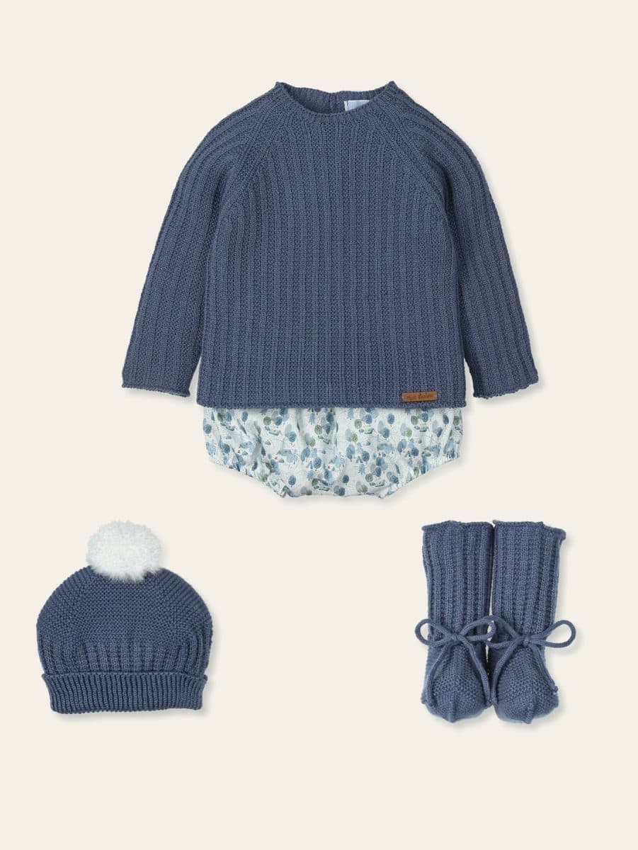 Conjunto 4 piezas: Jersey M/L + Cubre + Patucos + Gorro (Noche)