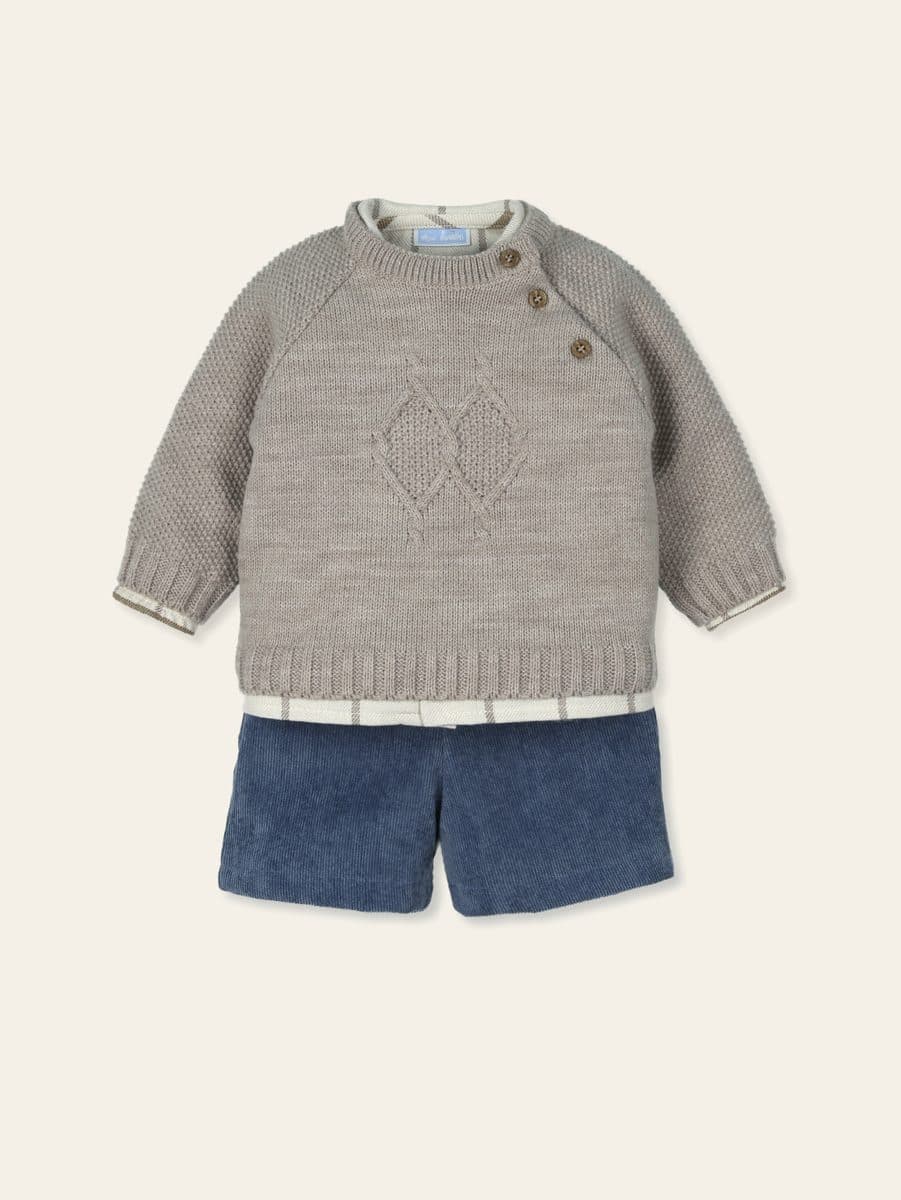 Conjunto 3 piezas: Jersey M/L + Camisa M/L + Pantalón corto (Nuez)
