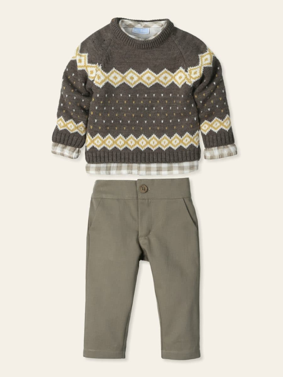 Conjunto 3 piezas: Jersey M/L + Camisa M/L + Pantalón largo (Moka)
