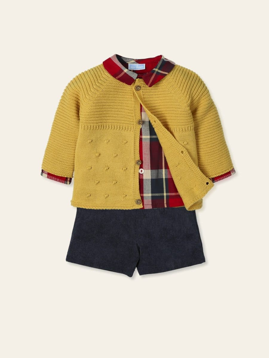 Conjunto 3 piezas: Jersey M/L + Camisa M/L + Pantalón corto (Mostaza New)