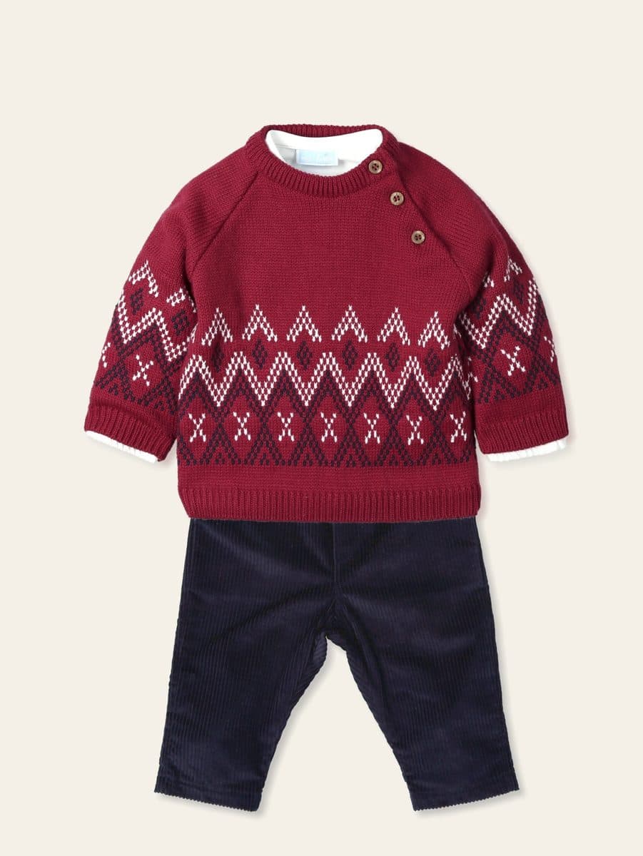 Conjunto 3 piezas: Camisa M/L + Jersey M/L + Pantalón largo (Moka)