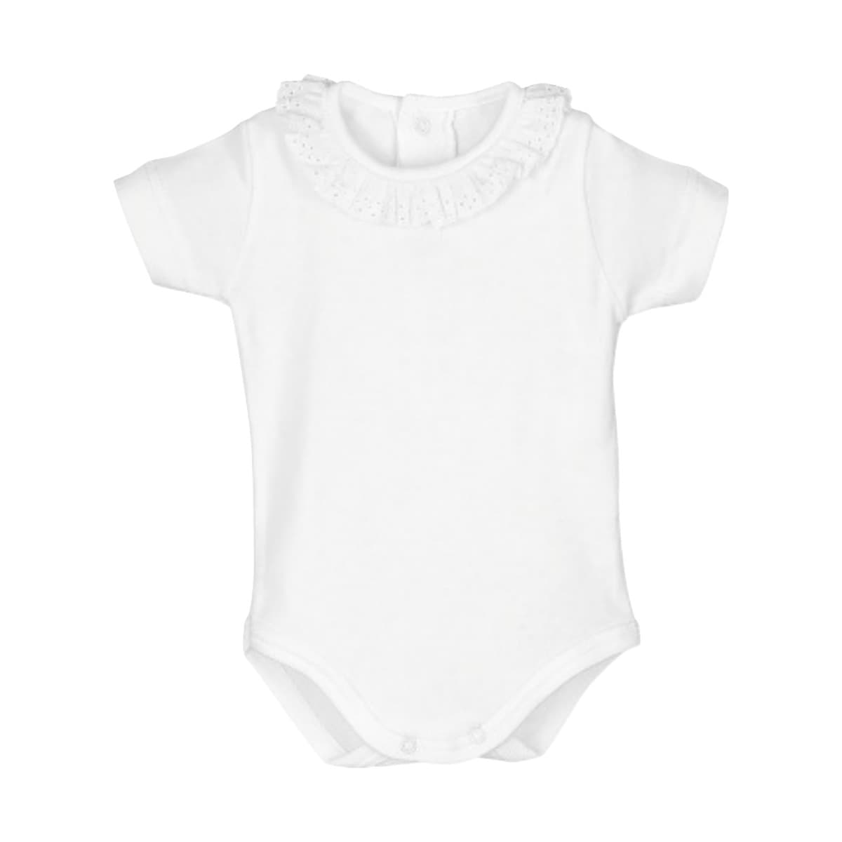 Body manga corta cuello puntilla